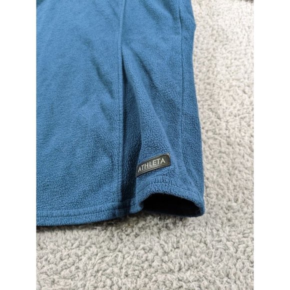 Athleta Fleece Pullover Womens Medium Blue Embroidered Sleeve Lightweight - Picture 8 of 13